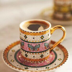 Anthropologie Espresso Cup & Saucer: Garden Edition SET of 2